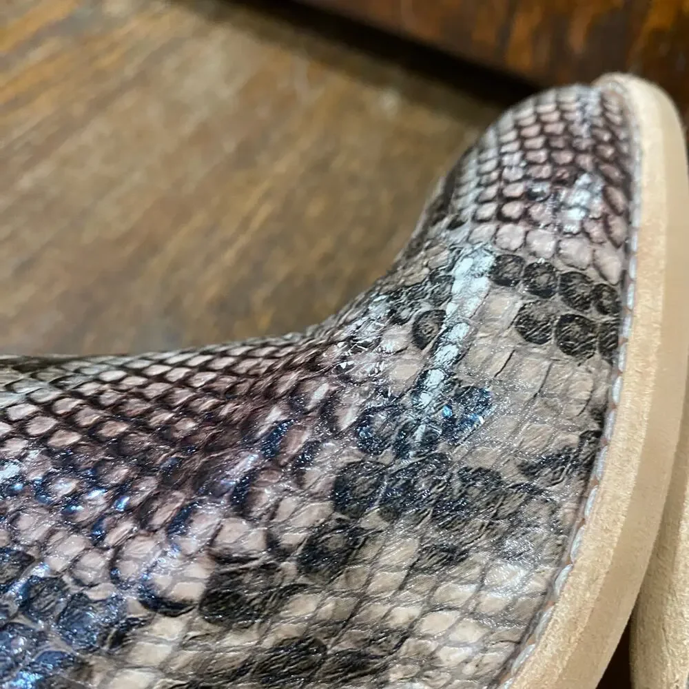 Jeffrey Campbell Snakeskin Ankle Boots Size 8.5 Stacked Heel   Style : ROSALEE